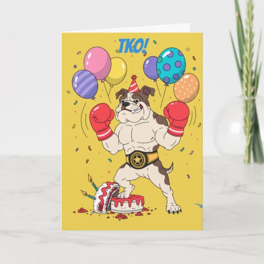 Carte Conception de TKO Bulldog de boxe Anniversaire Kno (Devant)