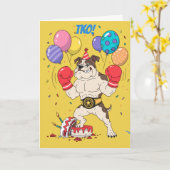 Carte Conception de TKO Bulldog de boxe Anniversaire Kno (Fleur jaune)