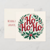 Carte Conception de typographie de couronne de Noël Ho H (Devant / Derrière)