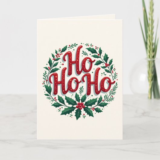 Carte Conception de typographie de couronne de Noël Ho H (Devant)