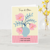 Carte Conception de vase à fleurs rose et bleu (Fleur jaune)