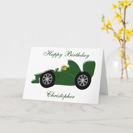 Carte Conception de voiture de course Anniversaire (Fleur jaune)