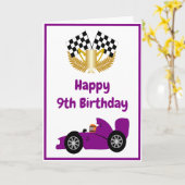 Carte Conception de voiture de course violet personnalis (Fleur jaune)