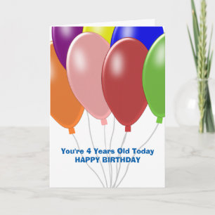 Carte Conception des ballons 4e anniversaire personnalis