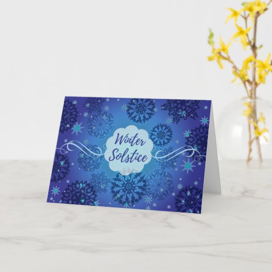 Carte Conception des flocons de neige solstice d'hiver (Fleur jaune)