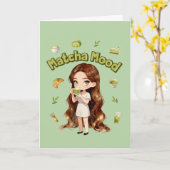 Carte Conception d'esthétique Matcha Mood Vibes de thé v (Fleur jaune)