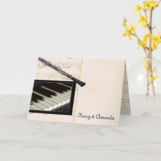 Carte Conception faite sur commande de hautbois et de (Fleur jaune)