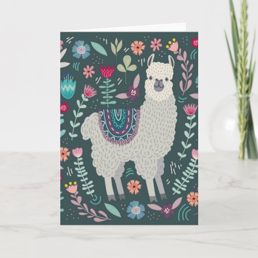 Carte Conception florale de lama mignon (Devant)