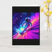 Carte Conception Graphique de Astronaute Faisant du Surf (Fleur jaune)