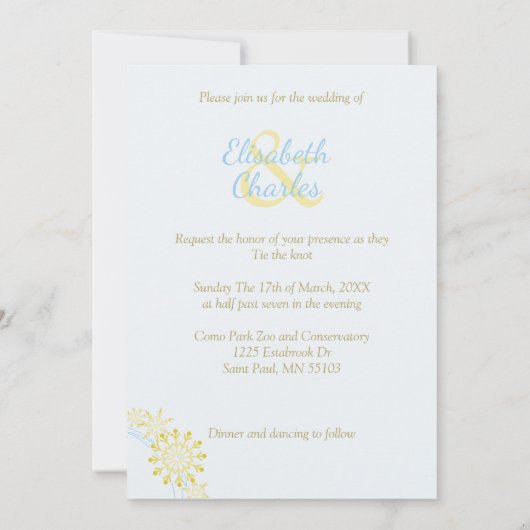 Carte Conception inspirée de l'hiver pour le Mariage (Dos)