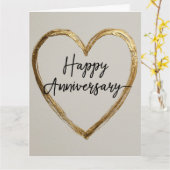 Carte Conception "Joyeux Anniversaire" avec cœur doré (Fleur jaune)