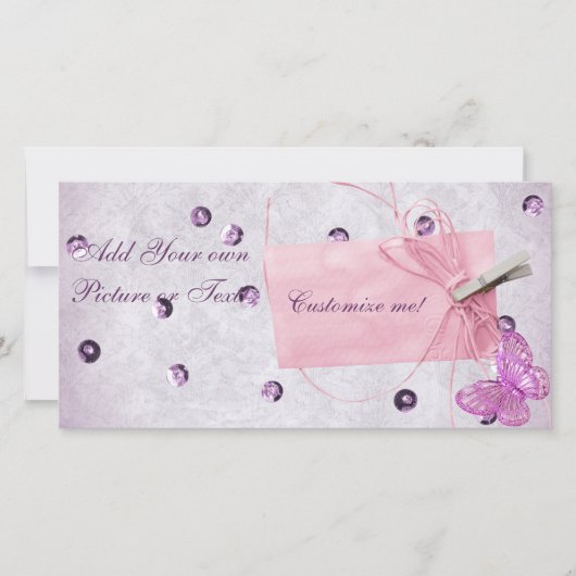 Carte Conception personnalisable de papillon rose joli (Devant)