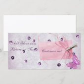 Carte Conception personnalisable de papillon rose joli (Devant / Derrière)