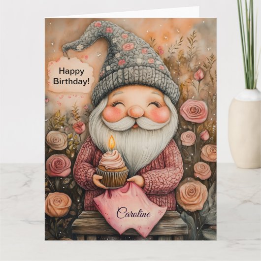 Carte Conception personnalisable Gnome Anniversaire (Devant)