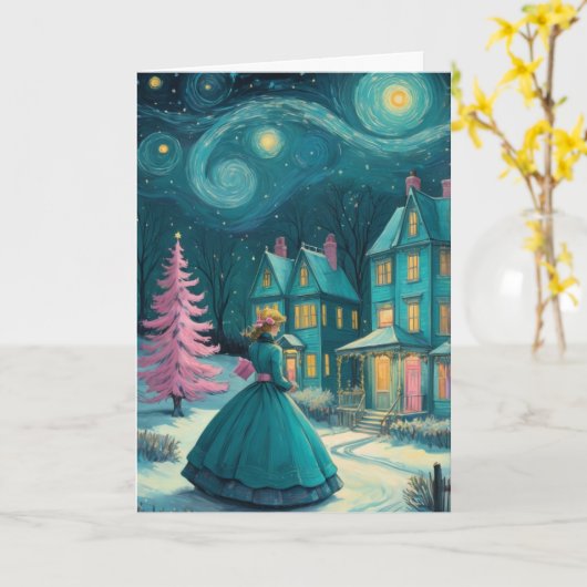 Carte Conception personnalisée de Noël étoilé (Fleur jaune)