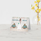 Carte Conception pour un Débutante noir en blanc et Turq (Fleur jaune)