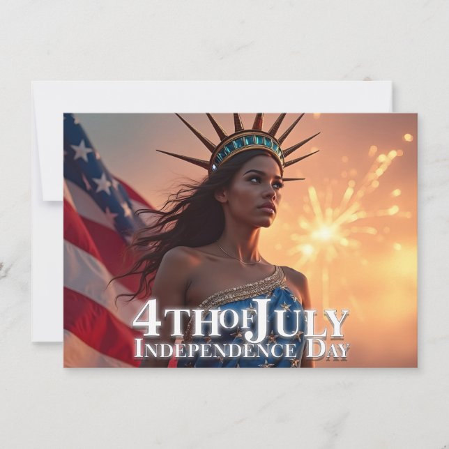 Carte Conception splendide du 4 juillet - Feux d'artific (Devant)