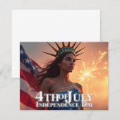 Carte Conception splendide du 4 juillet - Feux d'artific (Devant / Derrière)