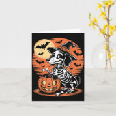 Carte Conception squelette de chien drôle d'Halloween ef (Fleur jaune)