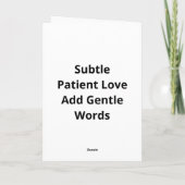 Carte Conception subtile d'amour patient (Dos)