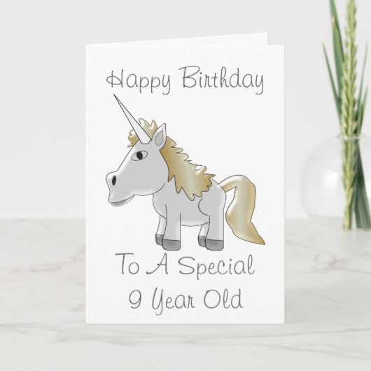 Carte Conception Unicorne personnalisée 9e anniversaire (Devant)