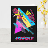 Carte Conception vibrante de ski avec texte Grenoble Ski (Fleur jaune)