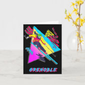 Carte Conception vibrante de ski avec texte grenoble ski (Fleur jaune)