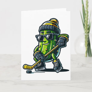 Carte Concombre drôle jouant au hockey humour sportif et