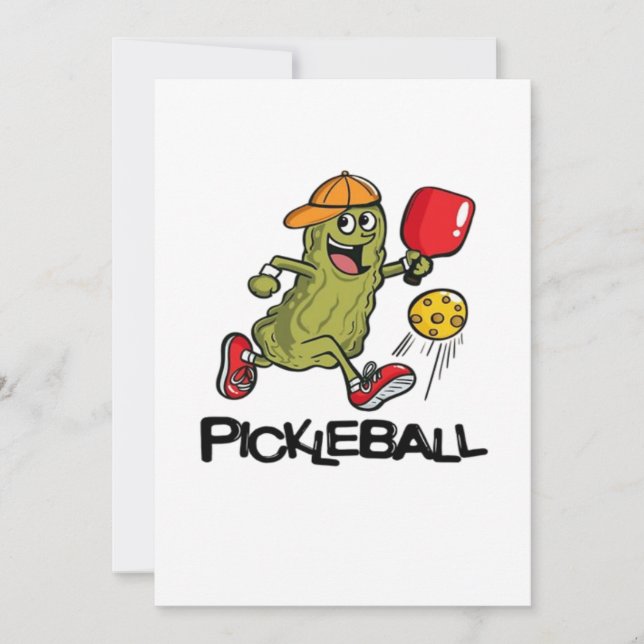 Carte Concombre Drôle Jouant Pickleball  (Devant)
