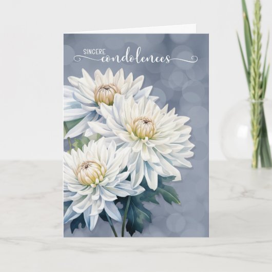 Carte Condoléances Chrysanthèmes blancs sur la Sympathie (Devant)