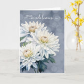 Carte Condoléances Chrysanthèmes blancs sur la Sympathie (Fleur jaune)