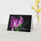 Carte Condoleances françaises avec Calla Lillies violet (Fleur jaune)