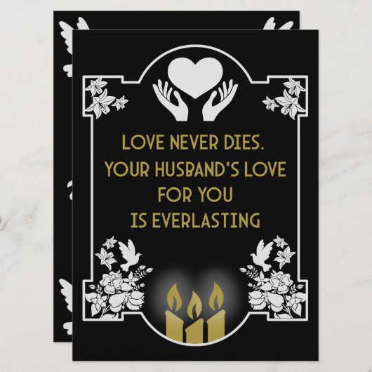 Carte Condoléances Message au mari (Devant / Derrière)