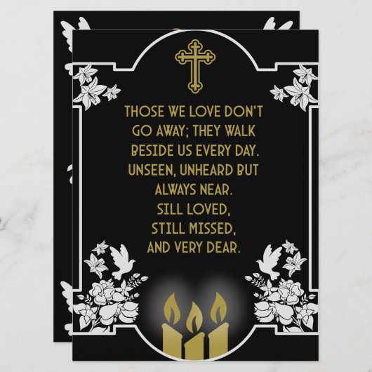 Carte Condoléances messages chrétiens (Devant / Derrière)