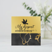 Carte Condoléances thème noir et or  (Debout devant)