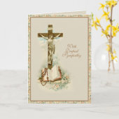 Carte Condolence de la sympathie catholique traditionnel (Fleur jaune)