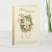 Carte Condolence de sympathie catholique Rosaire floral (Devant)