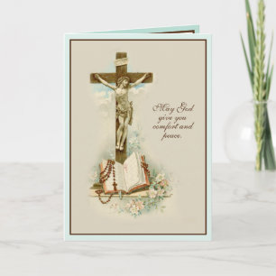 Carte Condolence religieuse catholique Condolence Crucif