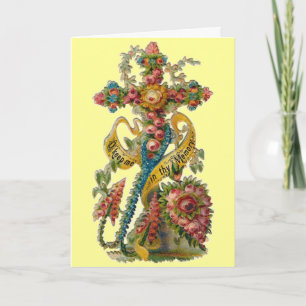 Carte Condolence Vintage de la Croix Florale