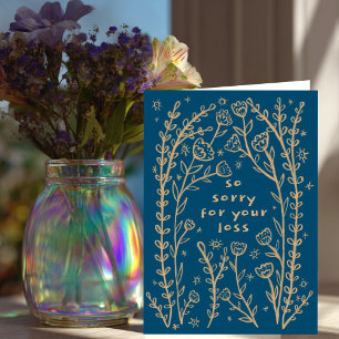 Carte Condolences Désolé Wildflower Floral Sketch Doodle