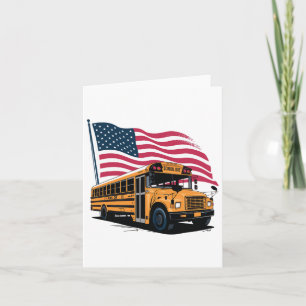 Carte Conducteur de bus scolaire Drapeau Usa