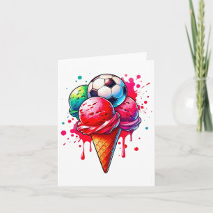 Carte Cône D'Aquarelle De Crème De Glacée De Football Av