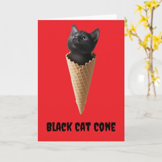 Carte Cône de chat noir (Fleur jaune)