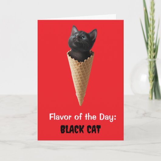Carte Cône de chat noir mignon de salutation (Devant)
