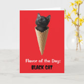 Carte Cône de chat noir mignon de salutation (Fleur jaune)
