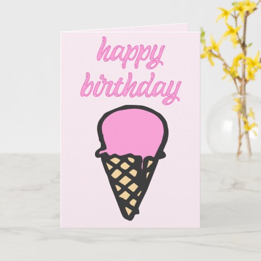 Carte Cone de crème glacée - Joyeux anniversaire (Fleur jaune)