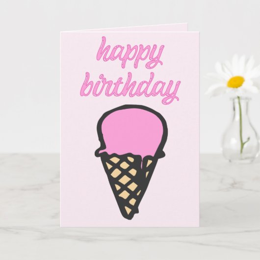 Carte Cone de crème glacée - Joyeux anniversaire (Petite plante)