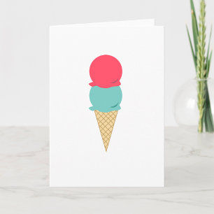 Carte Cône de crème glacée Whimsical Double Scoop