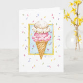 Carte Cone de glace à deux planches d'anniversaire (Fleur jaune)