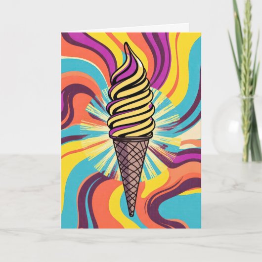 Carte Cône de glace d'anniversaire Art Pop Psychédélique (Devant)